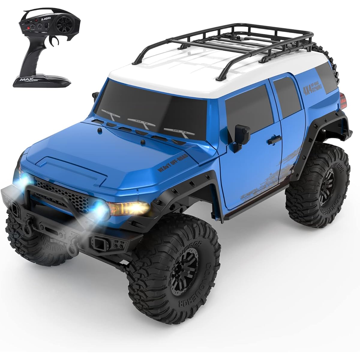 DEERC ZP1007 RC Crawler, Hobby, RC Car, Off-Road SUV, 1/10 Scale, 4 Wheel Drive, Super Realistic, RC Car, Headlight, Fog Light, 2.4 GHz Control, RC Car Model, Certified in Japan, Christmas, Gift,