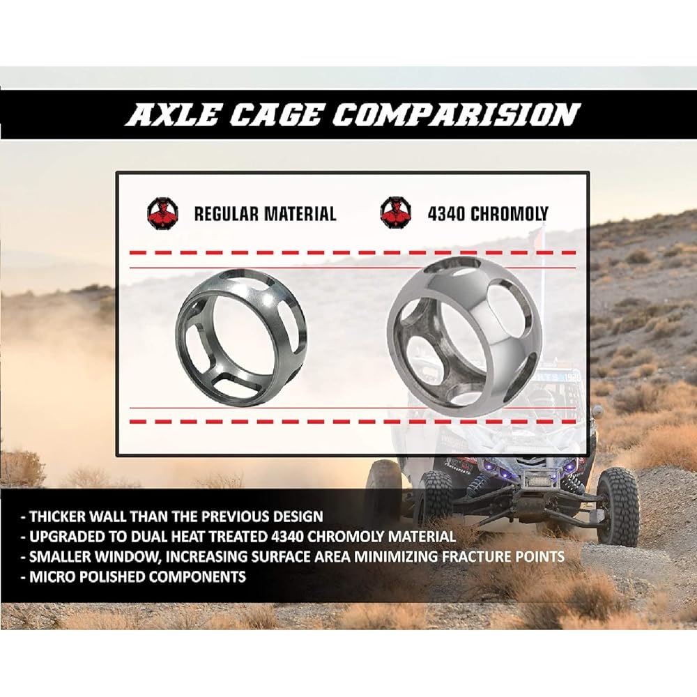 Demon Powersports Rear Left/Right Heavy Duty Axle (2015-20) Polaris General 1000 RZR 900/1000 4340 Chromoly Steel Dual Heat Treated Strength Wider Angle Molybdenum Grease Precision