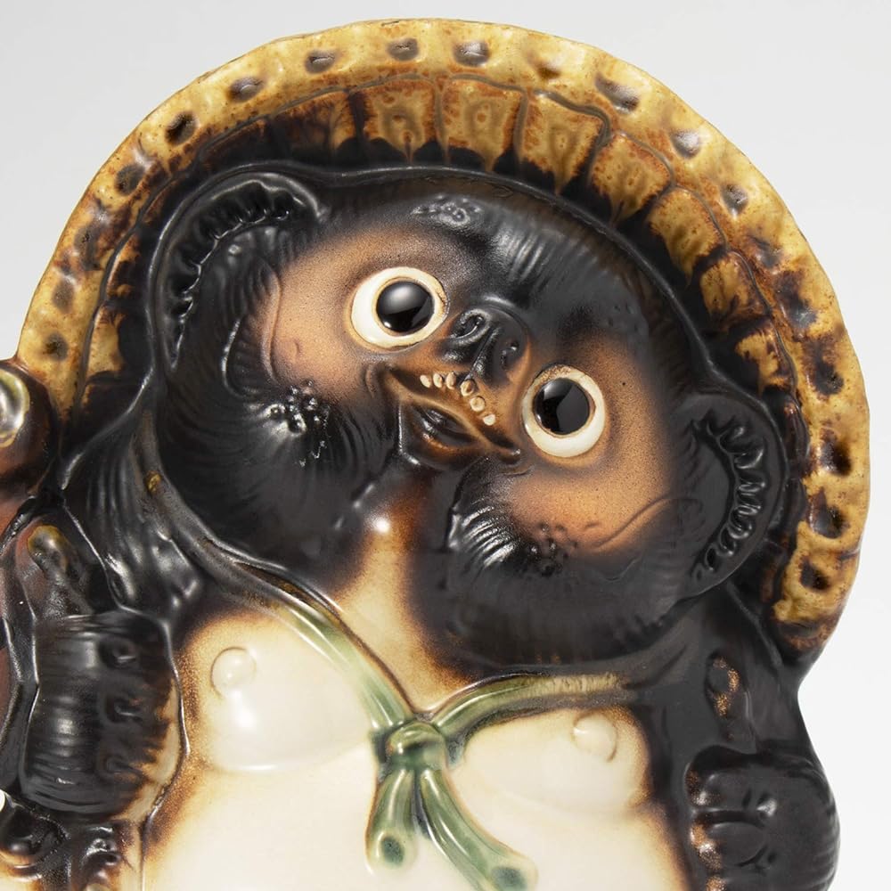 Marui Seito Shigaraki Ware Raccoon Ornament Good Luck Raccoon Dog Pottery Large Size 8 Width approx. 21 x Height 26 cm Lucky Gift Ceramic Figurine Made in Japan MR-A098-06