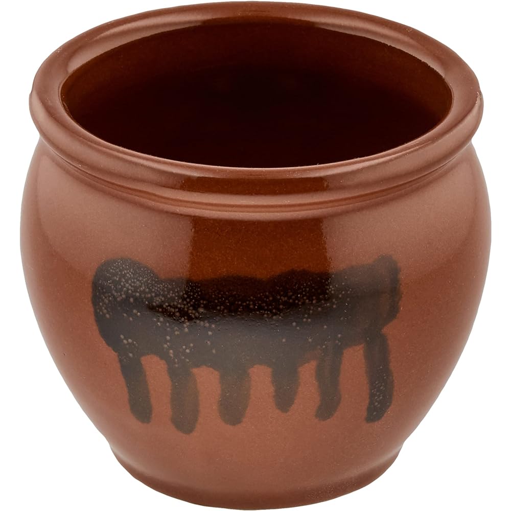 Living Pickle Container Round Kame No. 8 14.4L Ceramic Barrel Rice Bran Pickled Plum Storage Container Round Brown