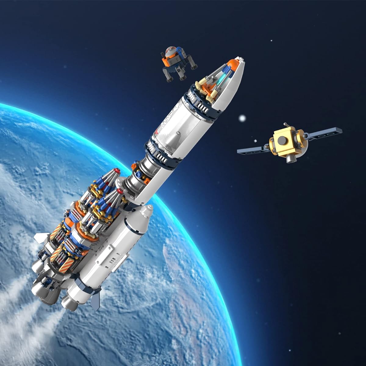 JMBricklayer Space Rocket Building Set for Boys 8-14 Adults 70110 Spaceship Exploration Space Toy Space Shuttle Rocket Ship Collection Display Model Set for Adults Boys Girls Ages 8+