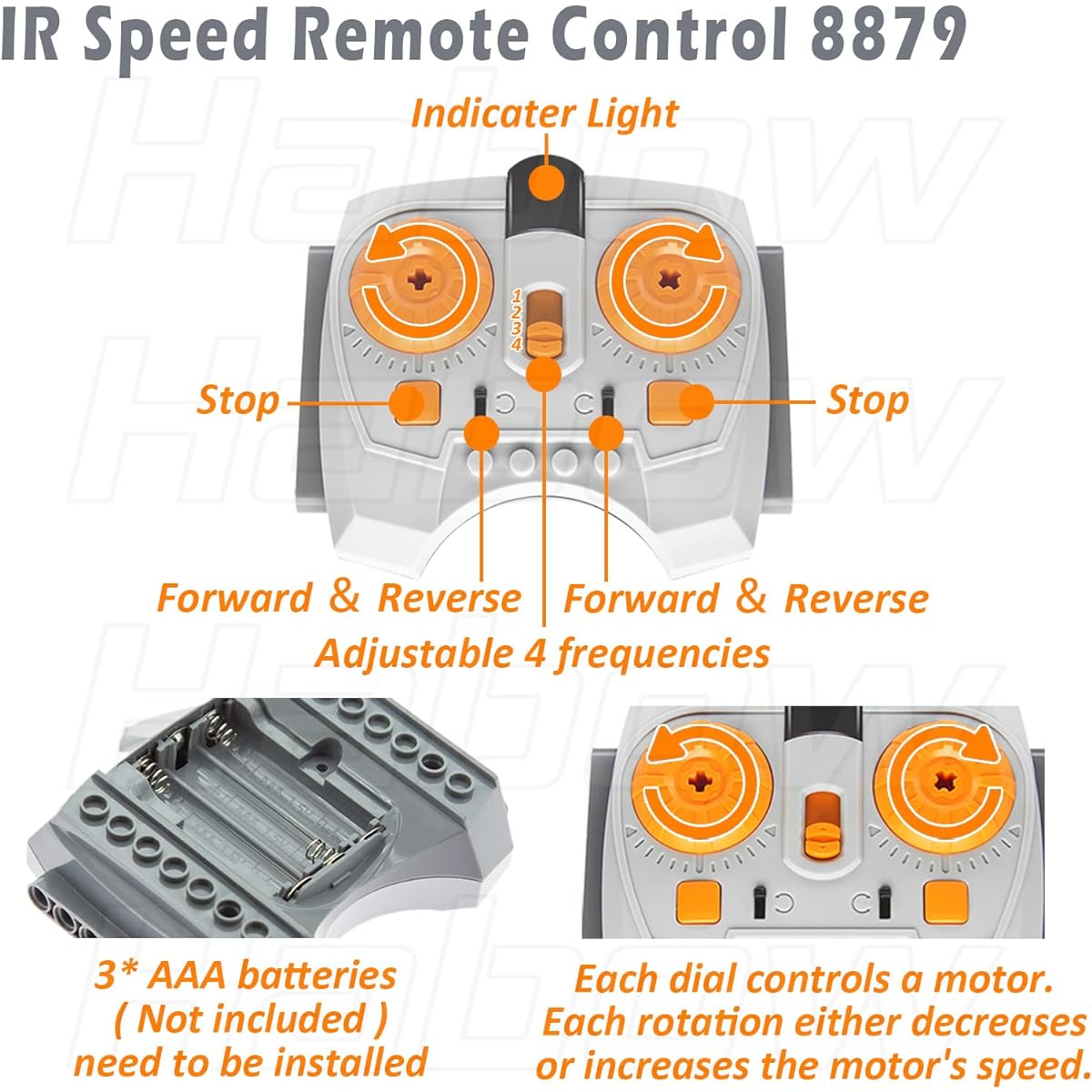 ion Technic Parts Kit: M Motor, L Motor, XL Motor, Train Motor, Servo Motor, AA Battery Box, AAA Battery Box, Power Function Light, Extension Wire, Control Switch, IR Receiver, IR Speed Remote Control etc. are included. Compatible with Lego motor kits.