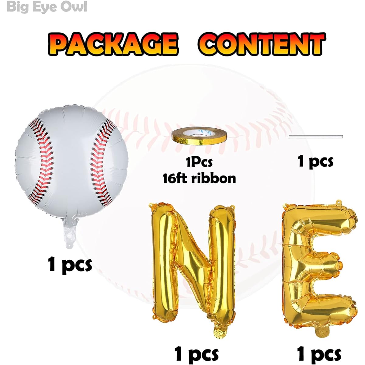 ONE Baseball Foil Balloons 1st Birthday Party Set Decorations Round Baseball Theme Mylar Balloon Supplies Boys