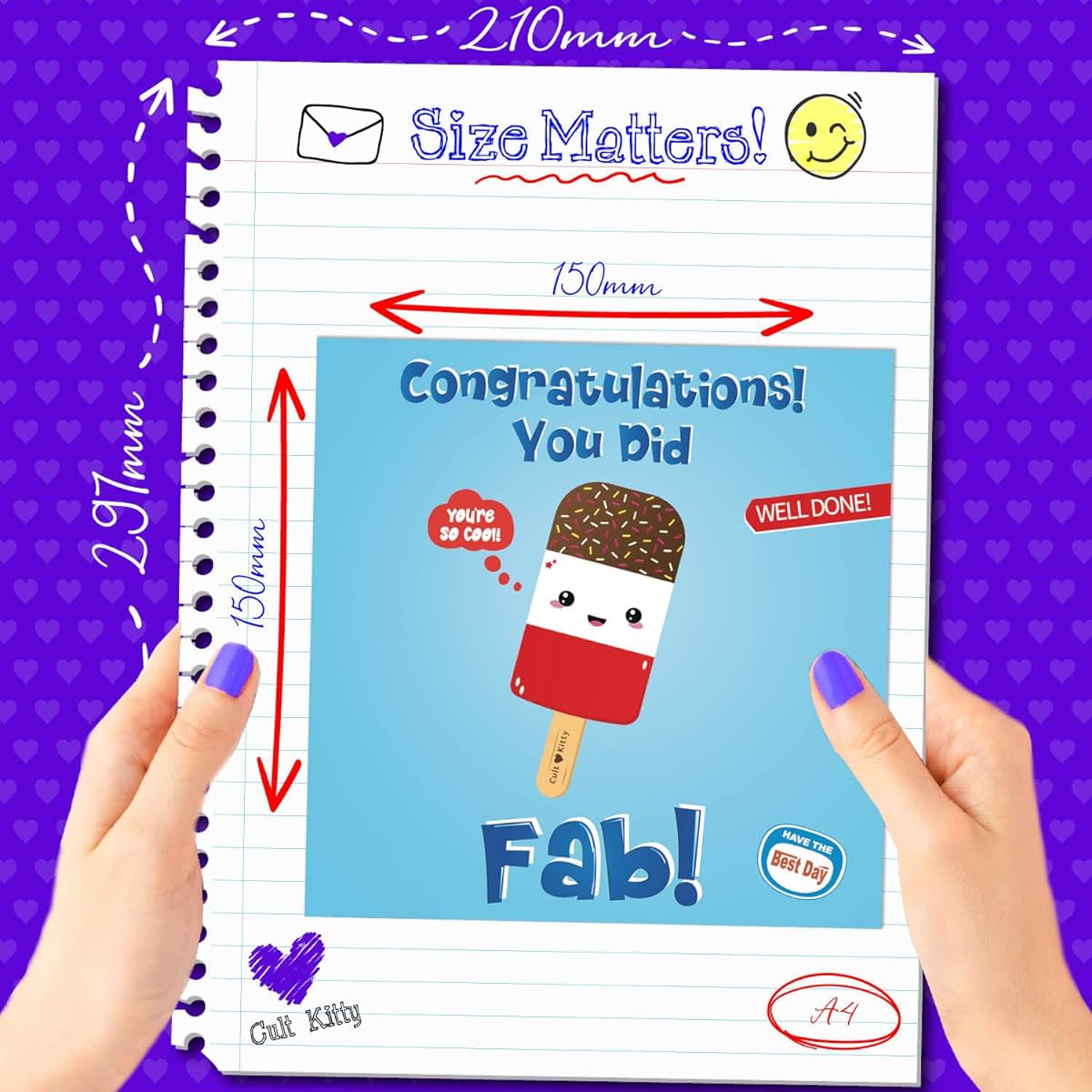 Cult Kitty - You Did Fab! - Congratulations Card for Him - Congratulations Card for Her - Congratulations Card for Friend - Funny Congratulations Card for Best Friend - Joke Congratulations Card - Well Made Card