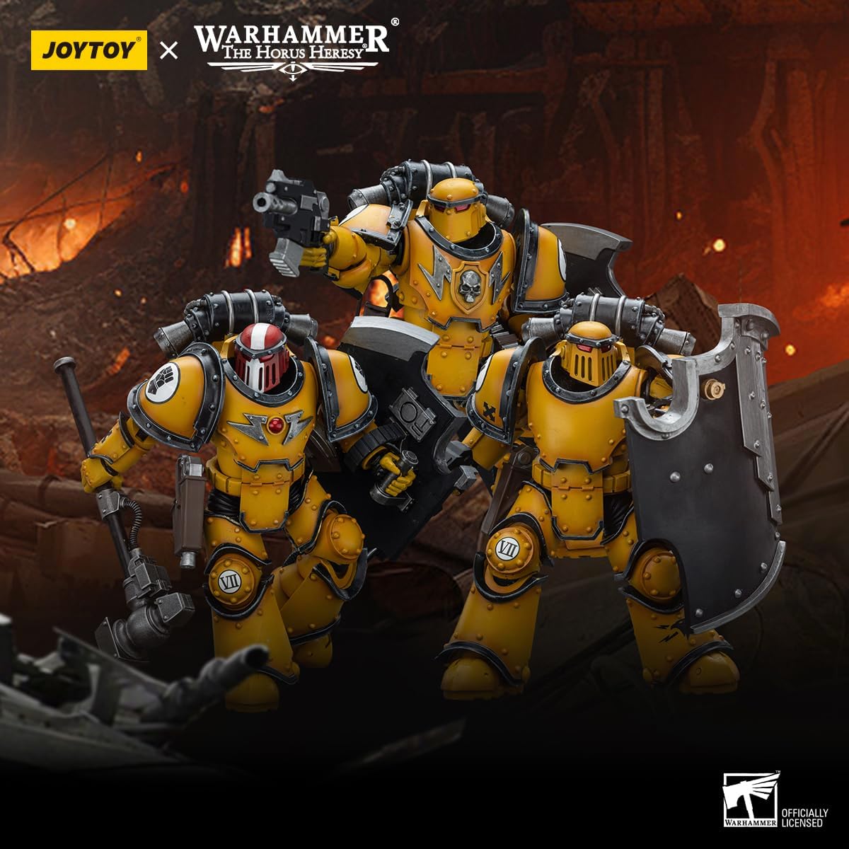 JOYTOY 1/18 Action Figure Warhammer 40,000 Imperial Fists Legion MkIII Breacher Squad Set of 3 4.8 Inch Pre-Order Movable Model Collection Figure