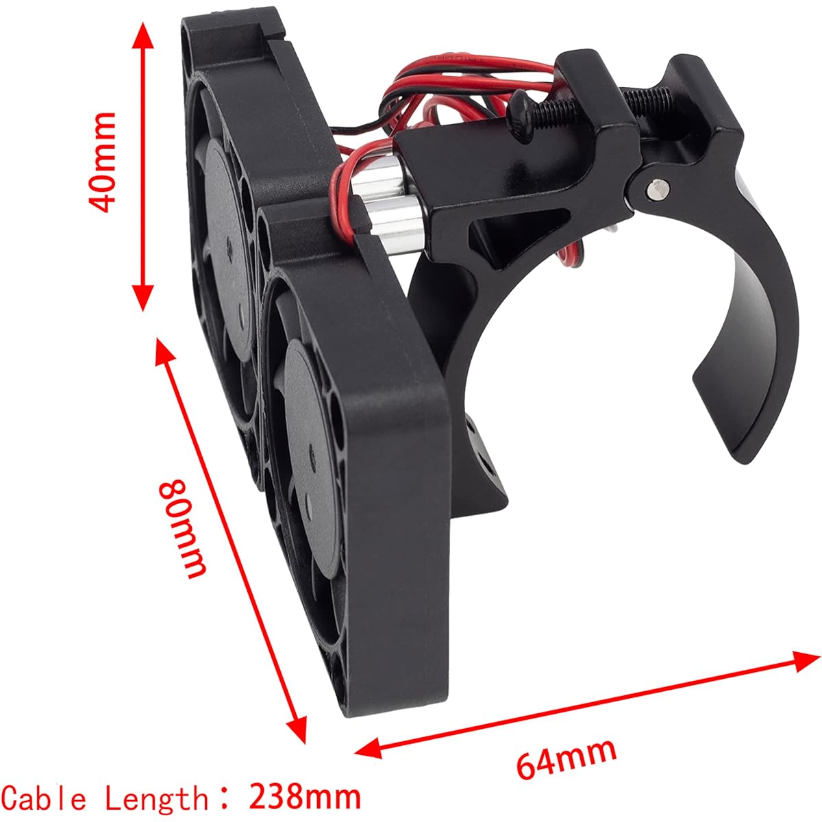 DKKY RC Car Motor Heatsink Dual Cooling Fan with Adjustable Mount 42mm Brushless Motor Cooling Fan for ARRMA E-REVO UDR E-REVO UDR (Black)