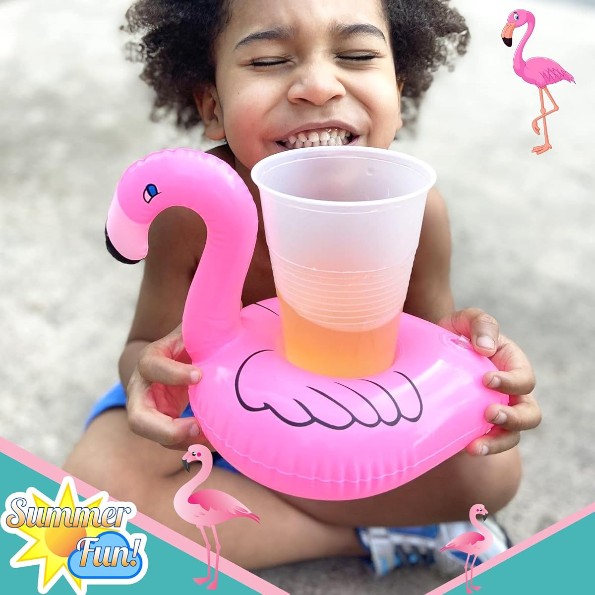 Flamingo Drink Float 20 Pack Inflatable Flamingo Drink Holder Pool Drink Float for Swimming Pool