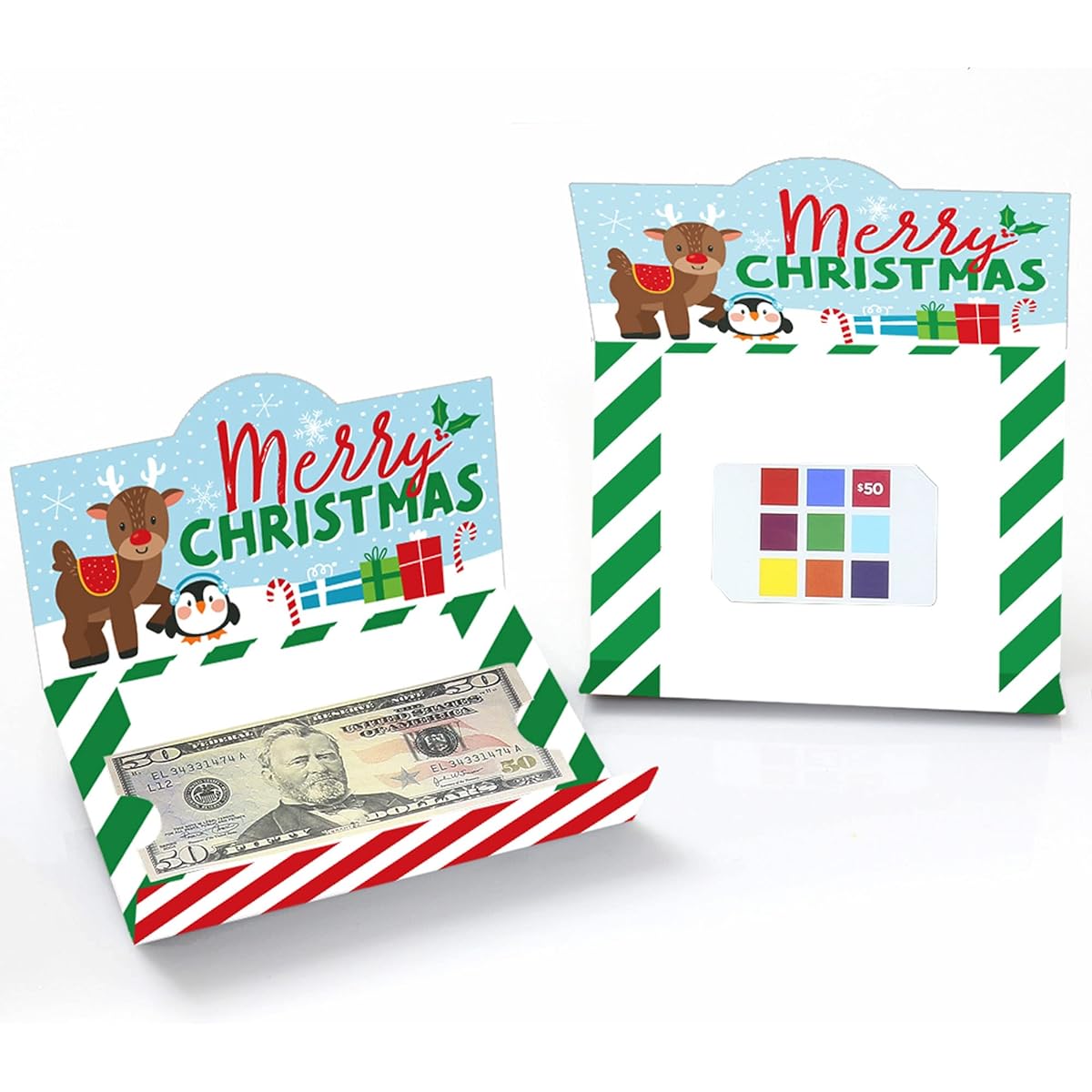 Big Dot of Happiness Very Merry Christmas Holiday Santa Claus Party Money Gift Card Holders Set of 8