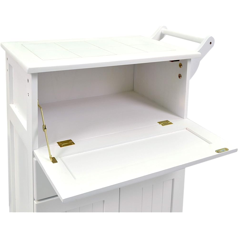 Otake Sangyo Kitchen Wagon with Casters Tile Top White 60x30x72cm Wooden Flap Type Storage Cart OSK-T017