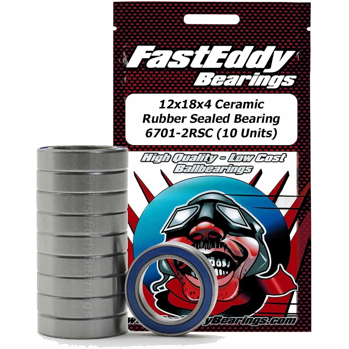 FastEddy Bearing 12x18x4 Ceramic Rubber Sealed Bearing 6701-2RSC (10 Units)