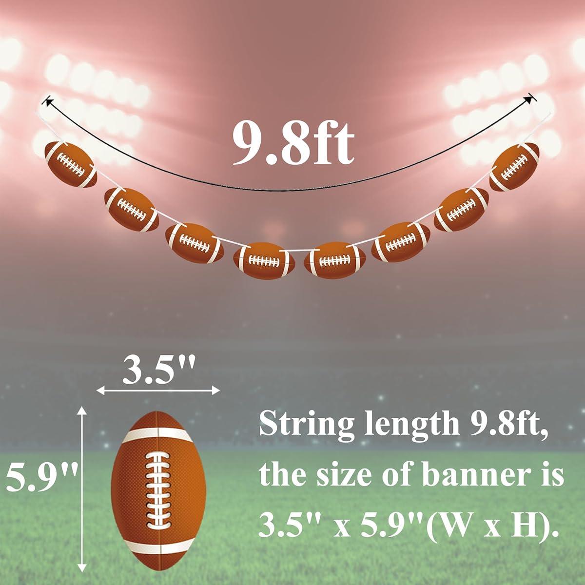 FAKTEEN Football Party Decorations Banner, Football Hanging Garland, Football Paper Cutouts, Birthday Party Supplies for Home/Classroom Decoration, Sports Theme Party Favors, Set of 2