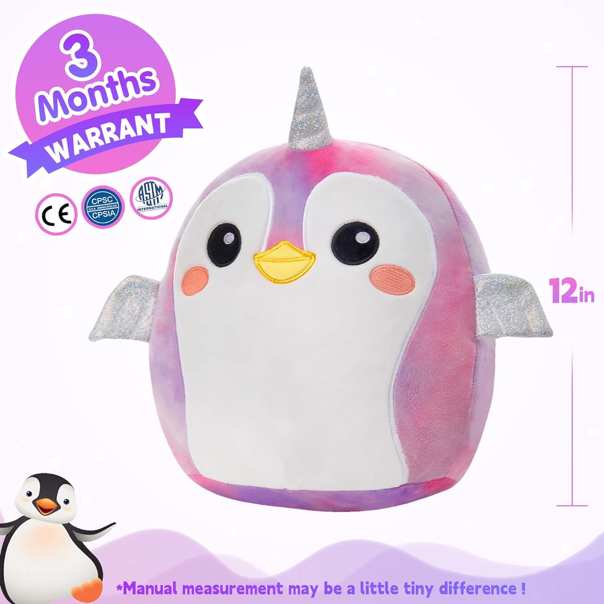 CozyWorld 12" Penguin Plush Toy Cute Penguin Stuffed Animal Plush Soft Stuffed Animal Squishy Animal Pillow Toy Birthday Gift for Kids Boys Girls