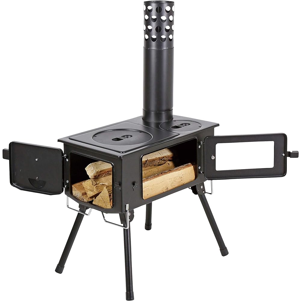 CAPTAIN STAG Stove BBQ KAMADO Furnace Chimney with Glass Window Square Stove with Storage Bag UG-75/UG-2031/UG-2032