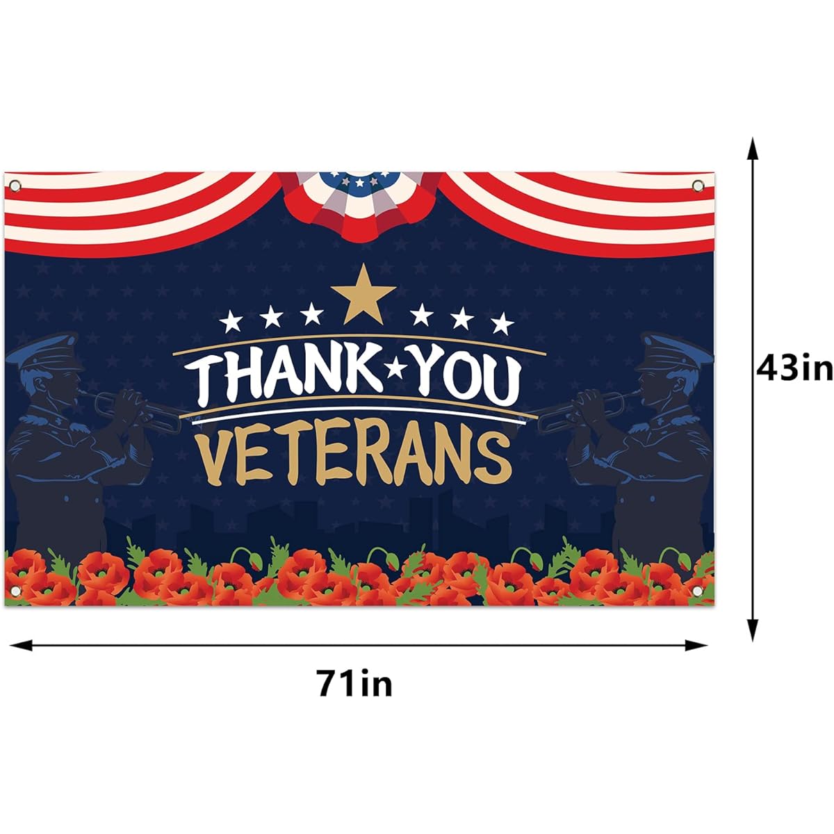 Veterans Day Backdrop Thank You Veterans Banner Patriotic Decor Veterans Day Memorial Day 4th of July Patriotic Decoration for Home
