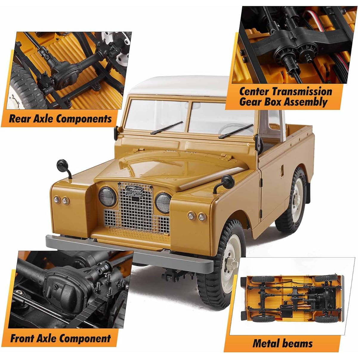 EAZYRC x FMS 1/12 Land Rover RC Car RTR Licensed Green 4WD Off-Road Waterproof Crawler RC Car Model with 2.4Ghz Remote Control LED Lights and Hardtop Battery for Men and Women