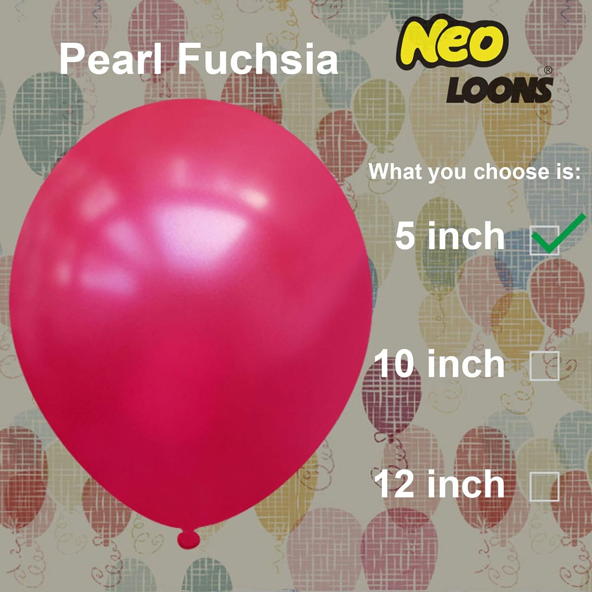 Neo LOONS 5" Pearl Fuchsia Premium Latex Balloons 100pcs - Perfect for Kids and Adults Birthdays, Weddings, Receptions, Baby Showers, Water Fights and Celebrations