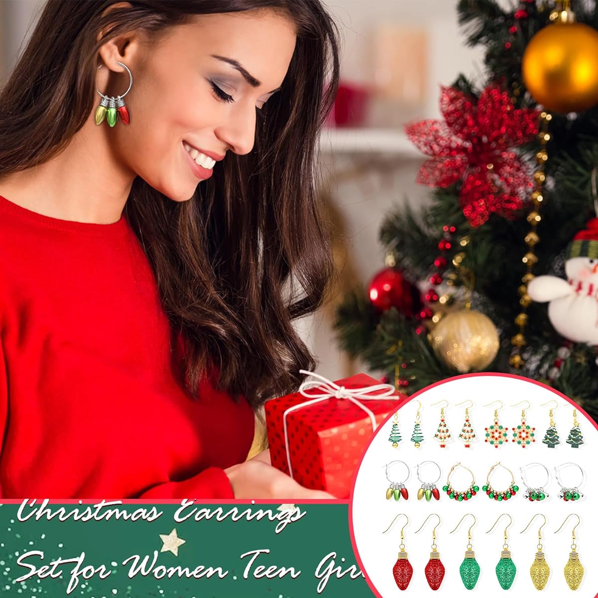Christmas Earrings for Women Christmas Jewelry for Women Christmas Gifts for Teen Girls Trending Holiday Earrings for Girls Bow Christmas Tree Snowflake Earrings Christmas Gifts for Teen Girls 2023, Metal, No Gemstones