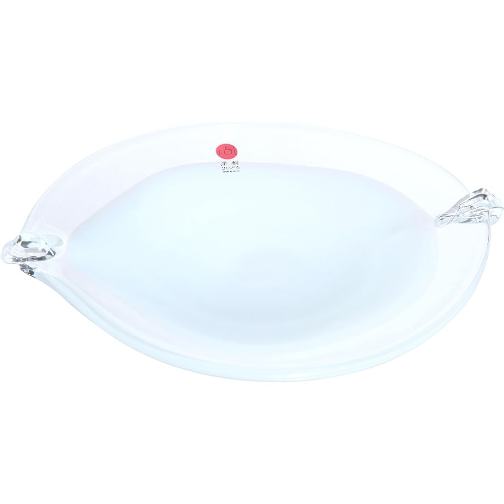 Tsugaru Vidro Leaf Konoha Oval Plate Blue F-71115