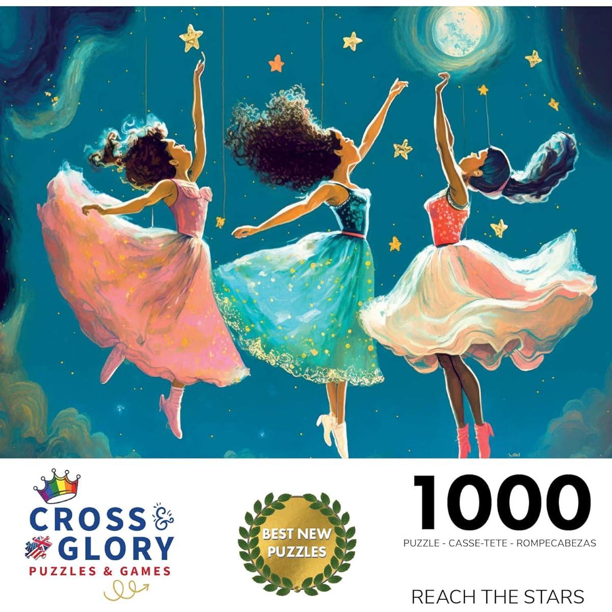 Cross & Glory Reach The Stars 1000 Piece Jigsaw Puzzle for Adults Ballerina Artwork Symbol of Achieving Your Dreams Challenging and Fun Puzzle