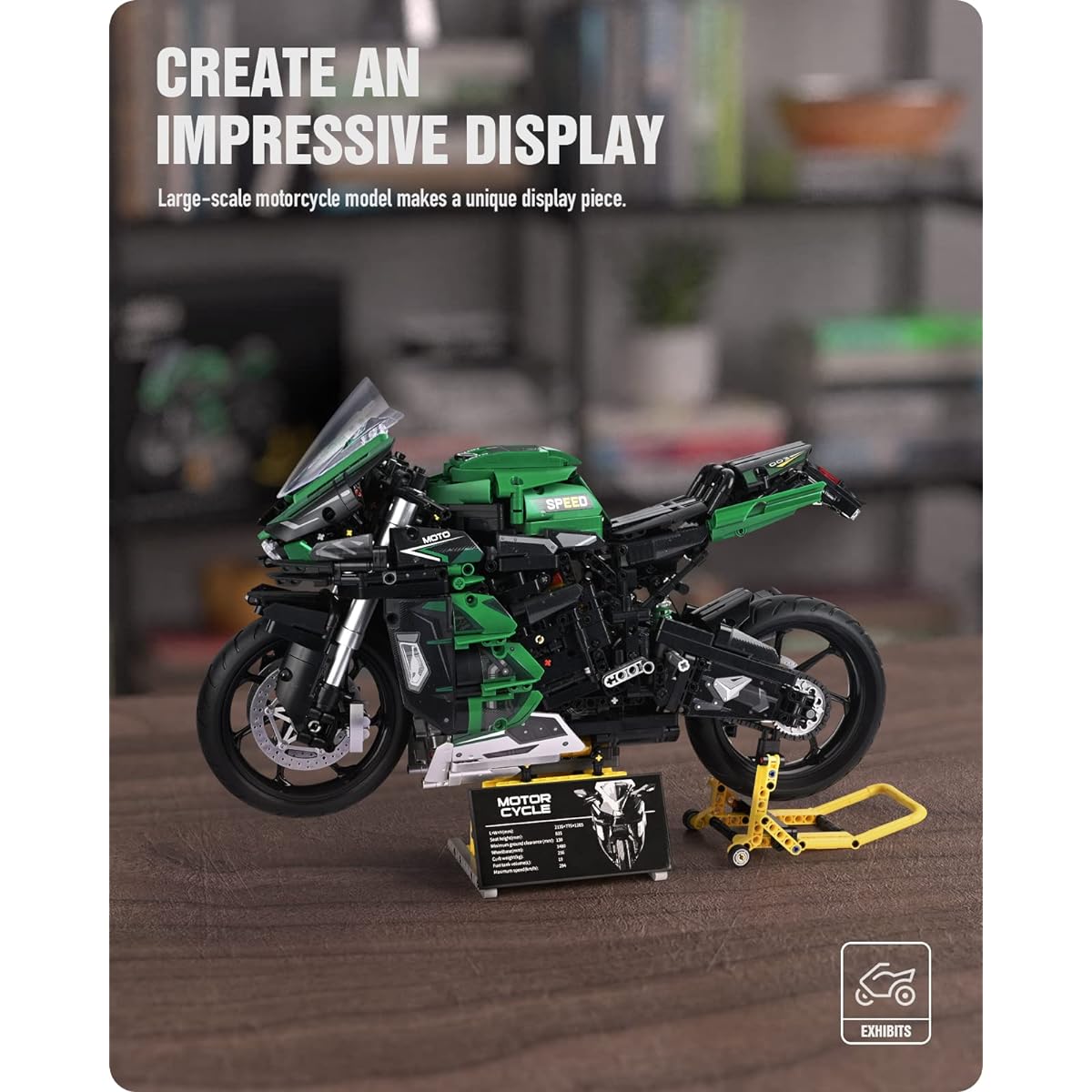 Nifeliz H2 Motorcycle Model Building Kit, Build an Impressive Motorcycle Display Model, Large Motorcycle Building Set, Gift Ideas for Adults (2088 Pieces)