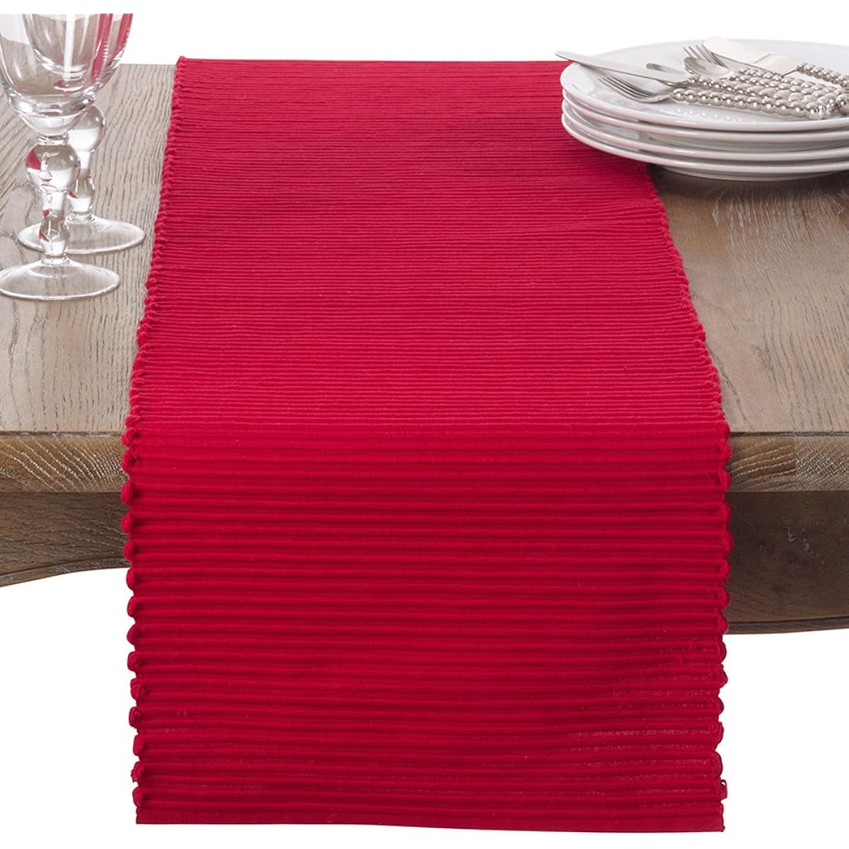 Fennco Style Classic Everyday Ribbed Cotton Table Runner