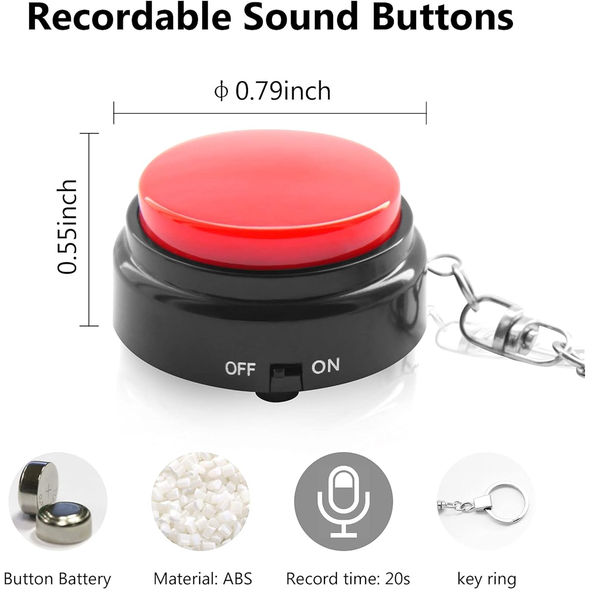 Neutral Recordable Speak Button with Keychain
