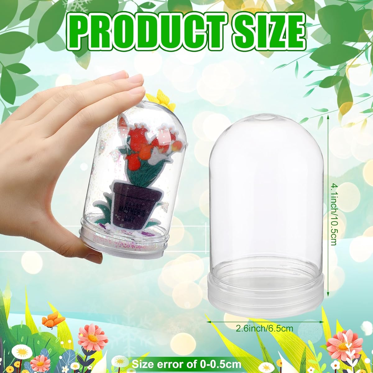 Shappy 12 Set Patriotic Snow Globe Craft Kit for Kids, Build Your Own Snow Globe, Holiday Glitter Snow Globe Making Kit, Plastic DIY Snow Globe Kit for Home Activities (Flowers)