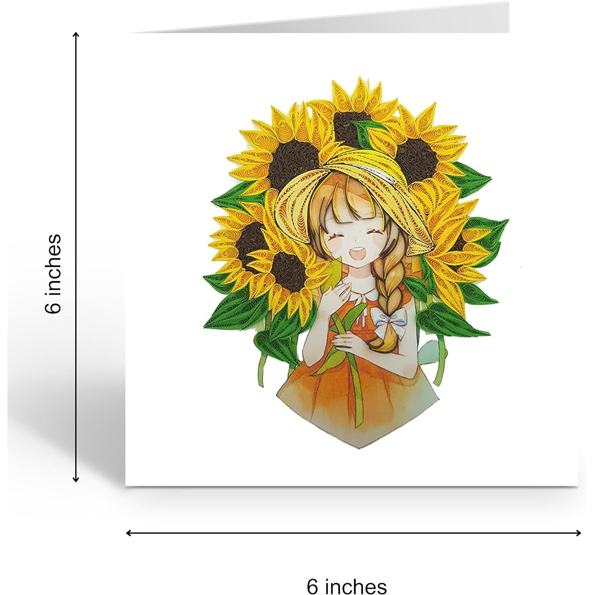 TUMYBee Birth Flower Card, Handmade Quilling Floral Card for Birthday, Anniversary, Birth Month Flower, Mom, Woman, Daughter, Grandmother, Birth Flower Gift, Decoration, 12 Months Flower Card (Sunflower Girl's Birthday)