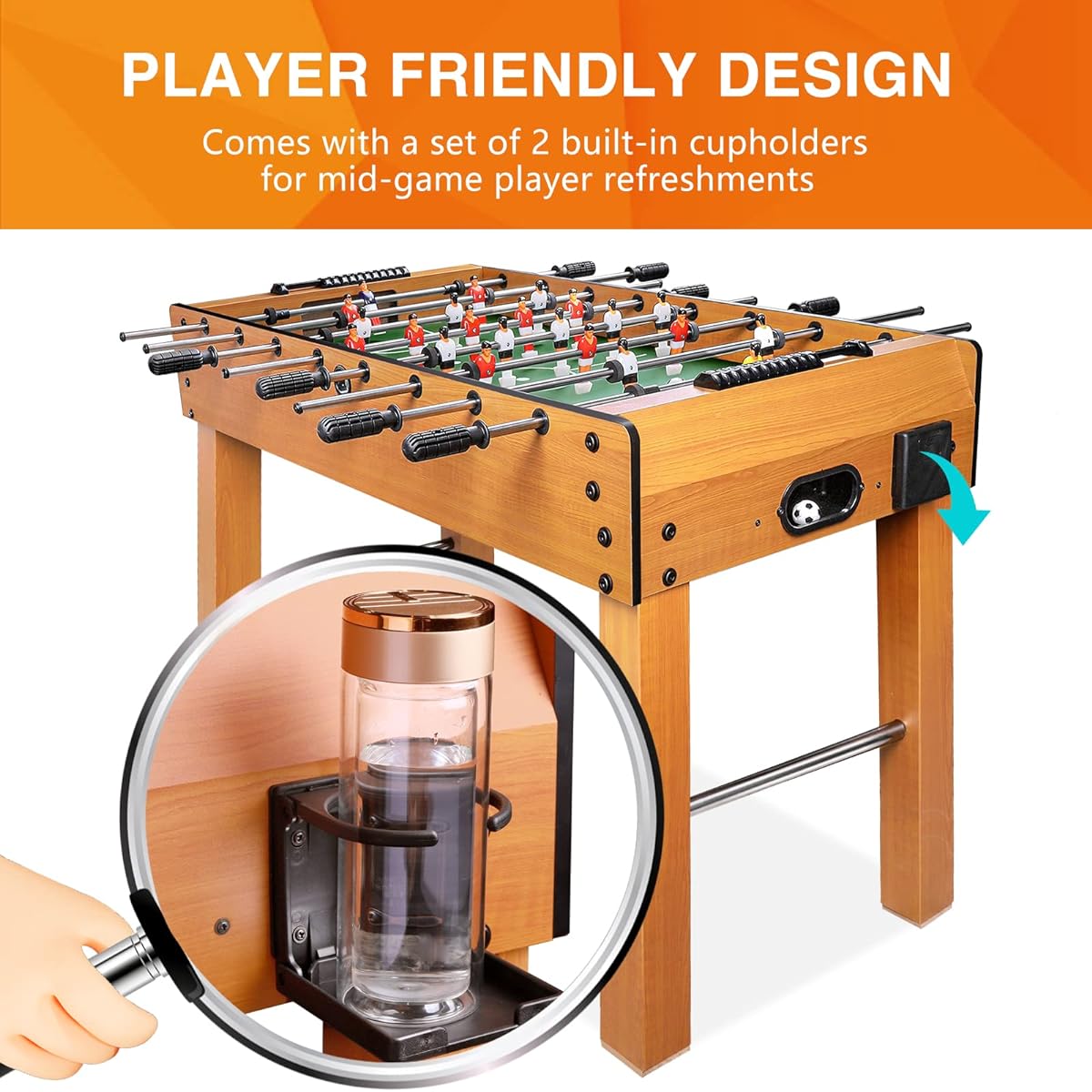 BBnote 48 Inch Competition Size Soccer Table Home Arcade Table Football Game Room Arcade with 2 Balls 2 Cup Gold Game Machine Suitable for Adults and Kids