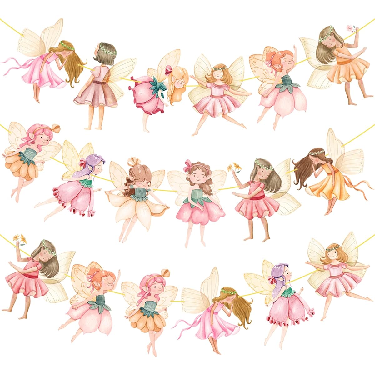 Fairy Party Banner Flower Fairy Banner 2 Pieces Fairy Birthday Party Cutout Decoration Fairytale Wonderland Baby Shower Supplies