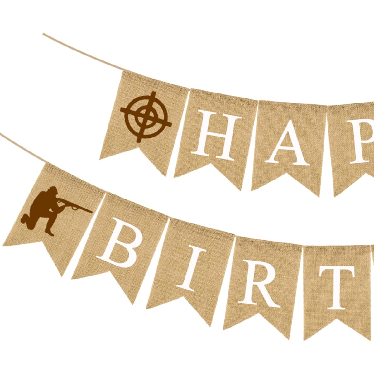 /Girls/Men, Gone Hunting Theme Happy Birthday Burlap Banner, Deer Hunting Birthday Signs and Flags, Camouflage Party Supplies for Kids Camping Theme 1st 2nd 3rd 5th 6th 9th 10th Birthday, Duck Hunting for Men 18th 20th 30th 40th 50th Birthday Decorations