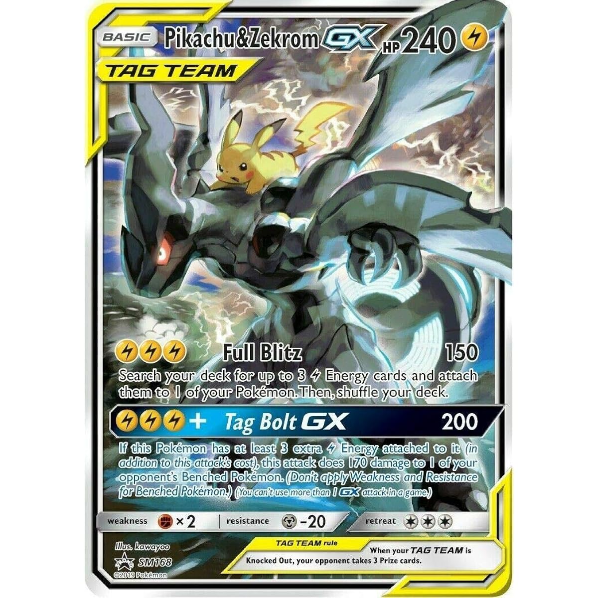 Pokemon TCG Pikachu & Zekrom GX SM168 Sun & Moon Black Star Promo NM/M