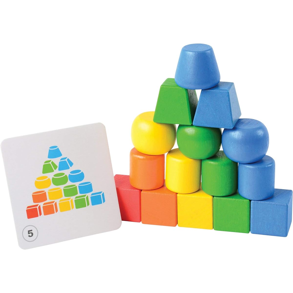 Constructive Playthings 3D Colorful Geometric Balance Stacker 25 Piece Block Set