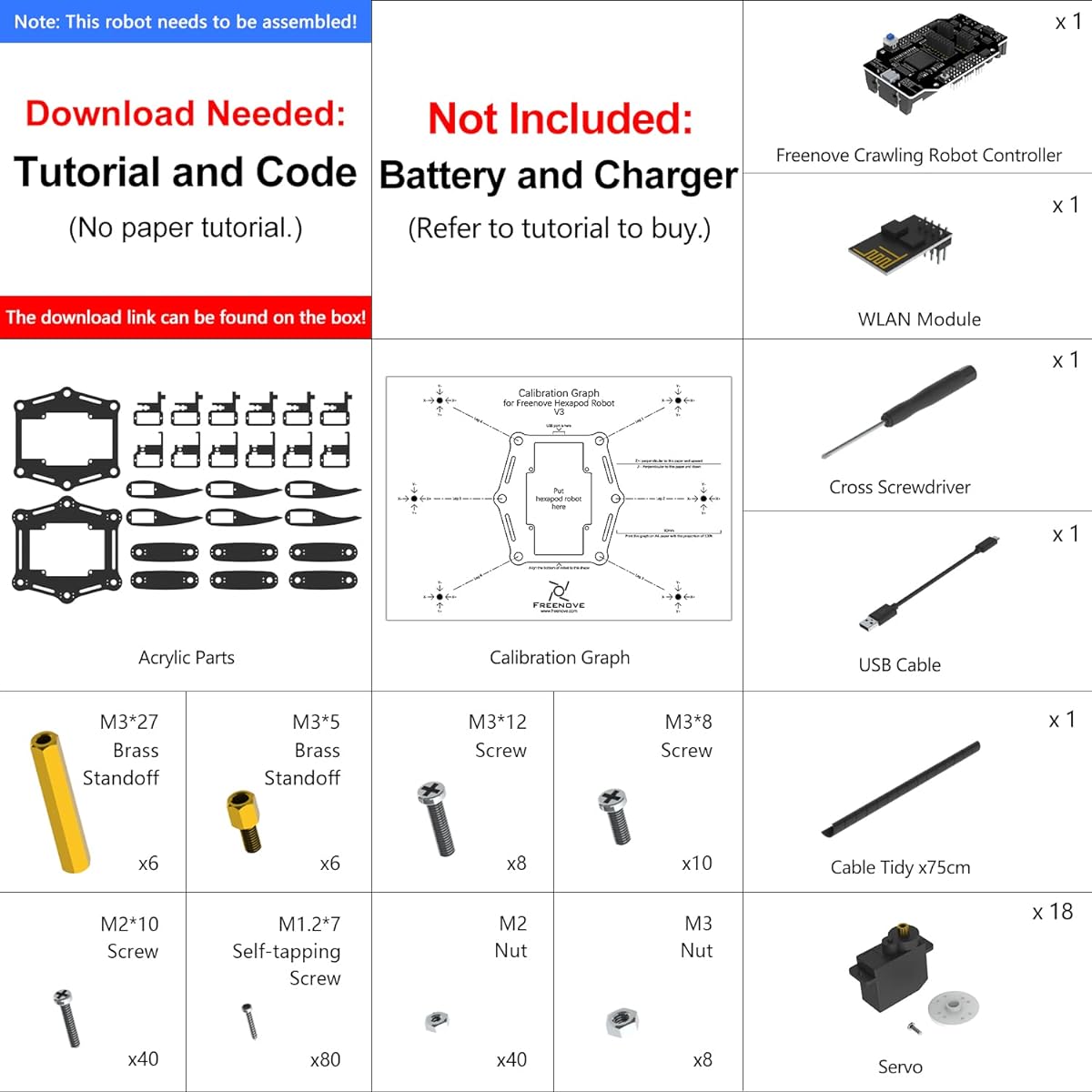 Freenove Hexapod Robot Kit (Compatible with Arduino IDE), App Remote Control, Walking Crawling Twisting Servo STEM Projects