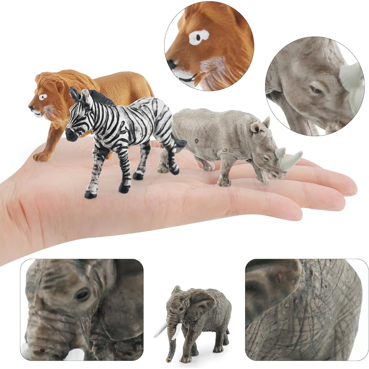 Wild Animal Toy Set 9 Pieces Savannah Jungle Animal Figures Mini Party Favors Cake Toppers South Africa Zoo Animal Toys for Kids 3-5