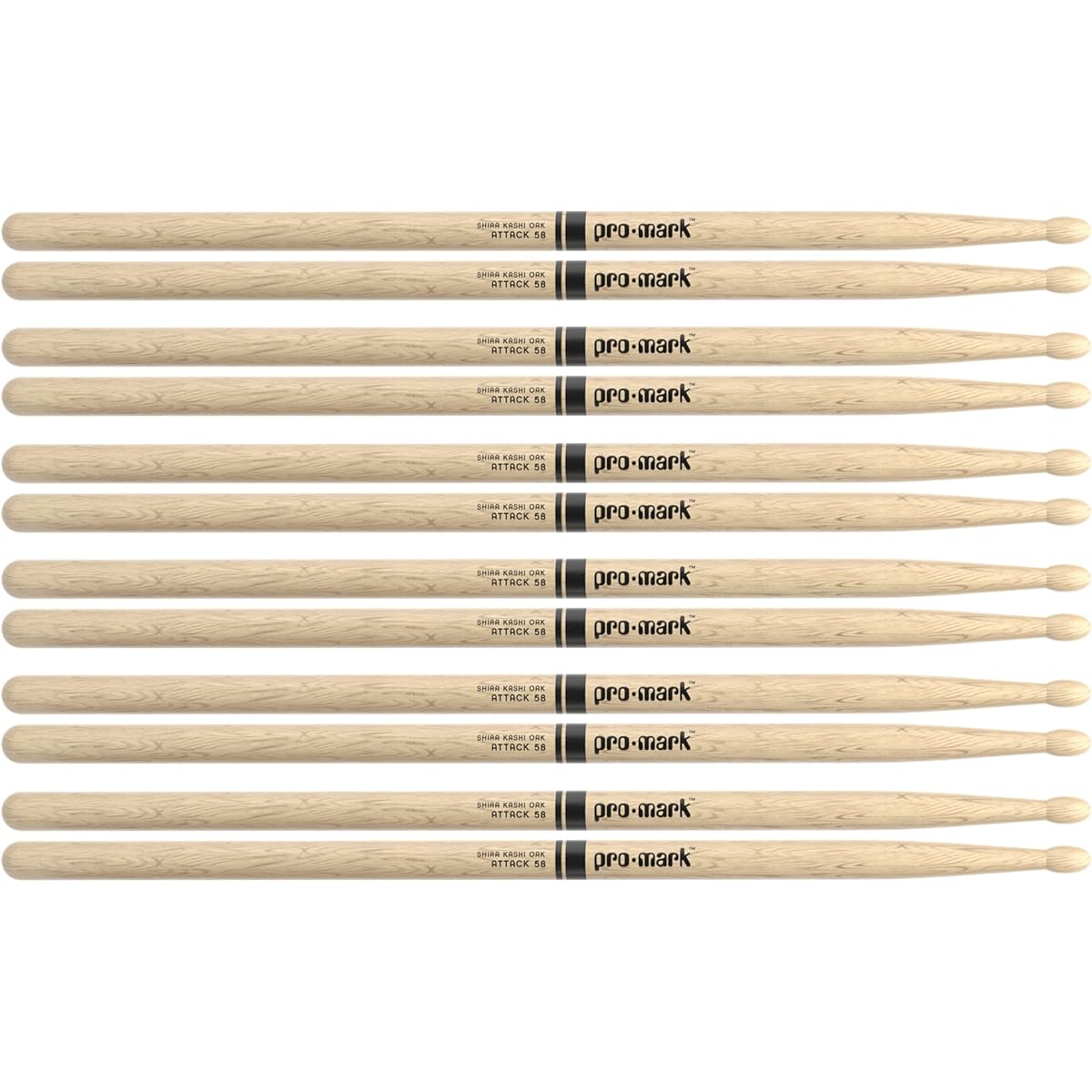 Promark Japanese White Oak 5B Wood Chip Drumsticks (Set of 6 Pairs)
