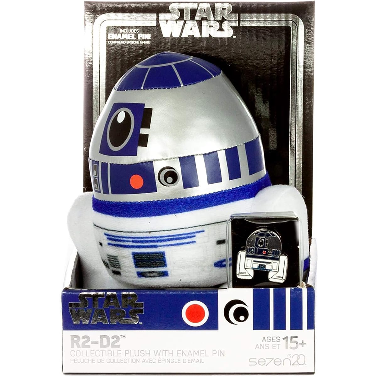 Underground Toys Star Wars R2-D2 Stylized 7" Plush with Enamel Pin