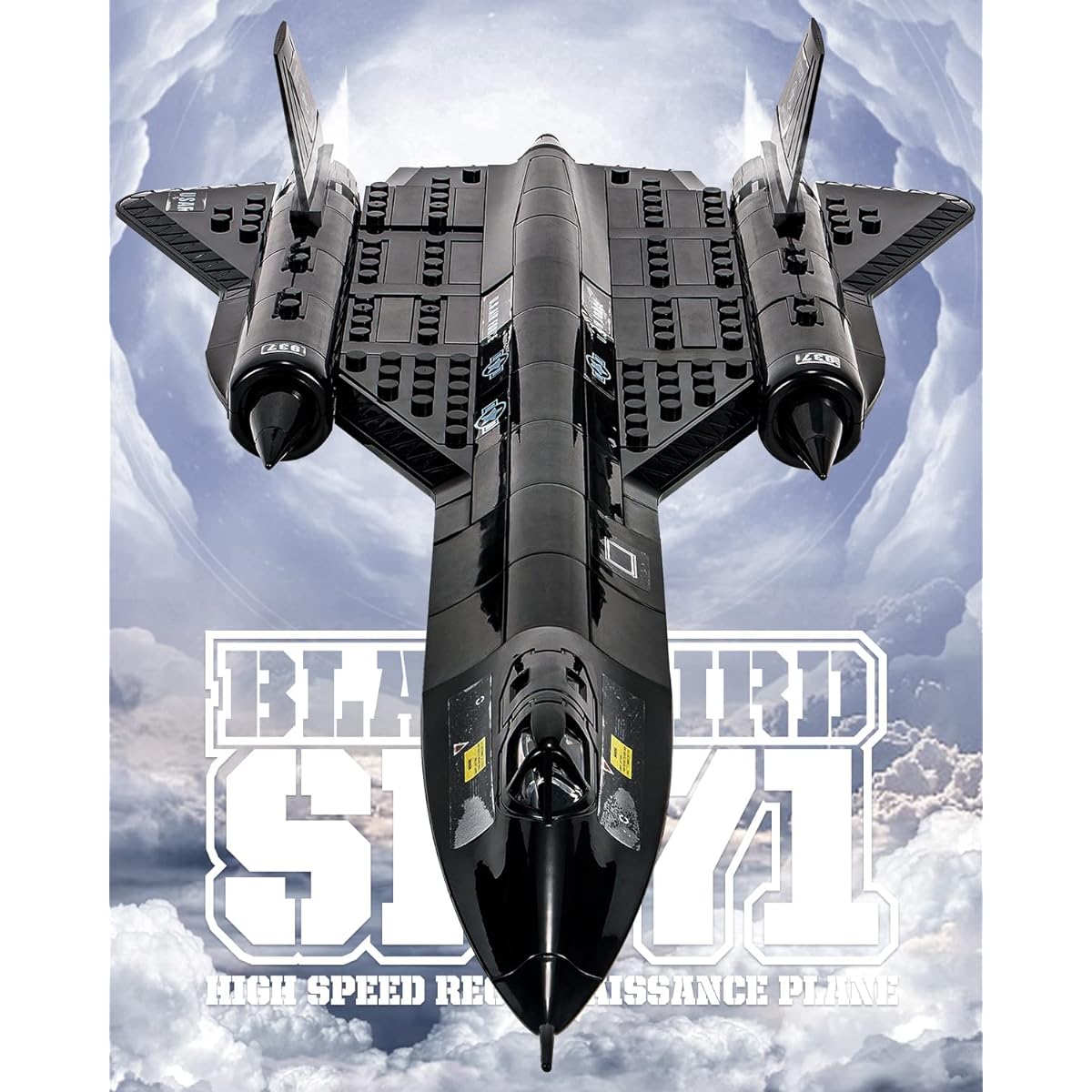 dOvOb Military SR-71 Recon Blackbird Air Force Building Block Set (183 Pieces), Aircraft Jet Building and Military Toy Gifts for Kids and Adults