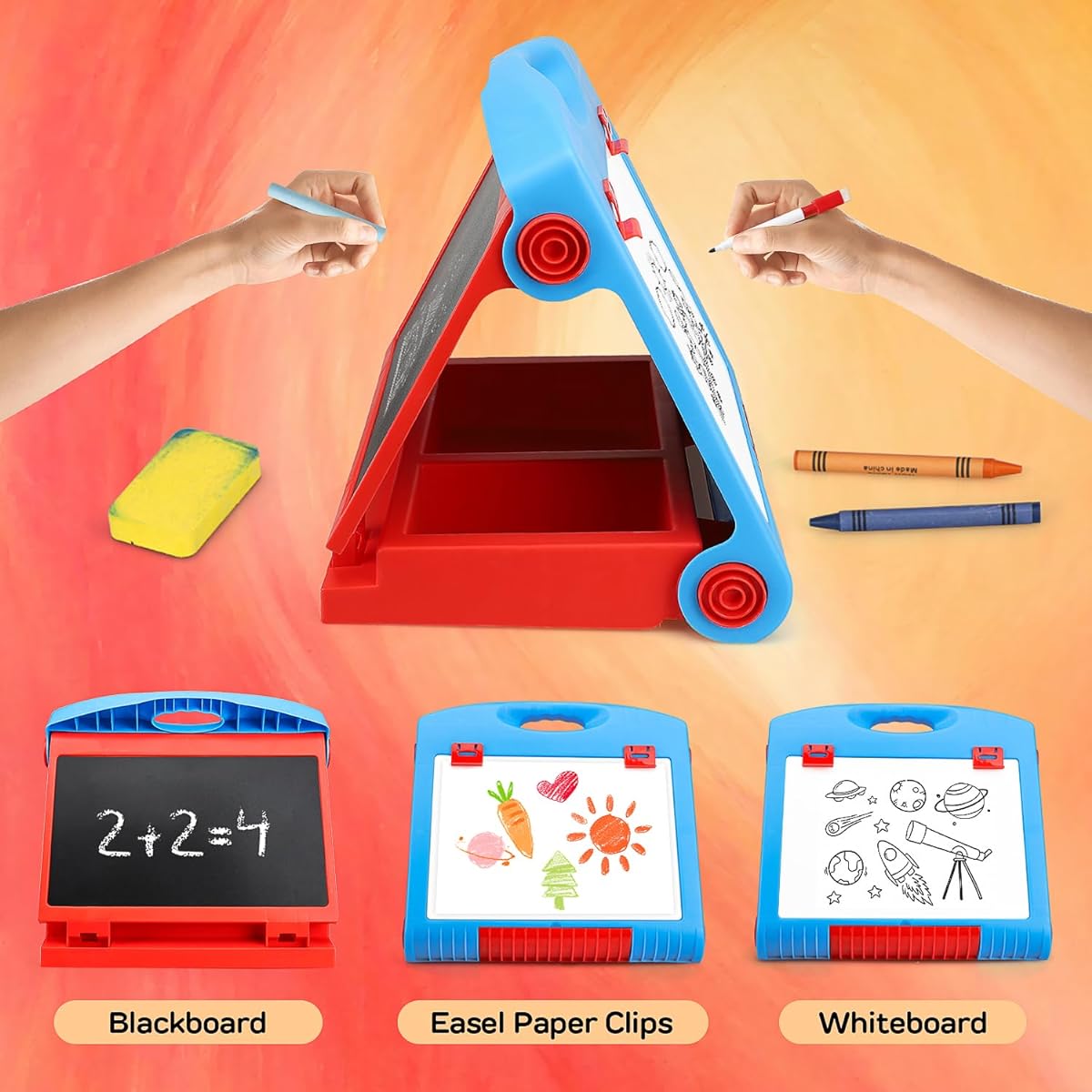 STEAM Life Tabletop Easel for Toddlers - Chalkboard Whiteboard - Whiteboard - Dry Erase Board - Portable Desktop Easel Art Set for Toddlers Kids 3 4 5 6 7