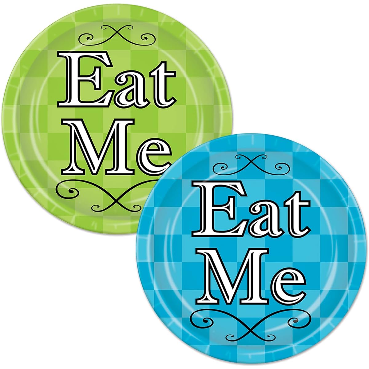 Beistle Alice in Wonderland Plates, 24 x 9", Lime Green/Turquoise/White/Black