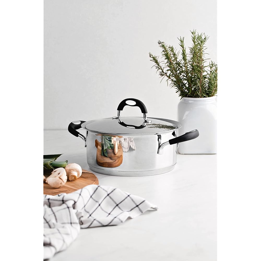 Tramontina Two-handed Pot (Casserole) Duo Silicone 20cm 18-10 Stainless Steel Dishwasher Safe Gas IH Compatible Made in Brazil 62483/200 TRAMONTINA