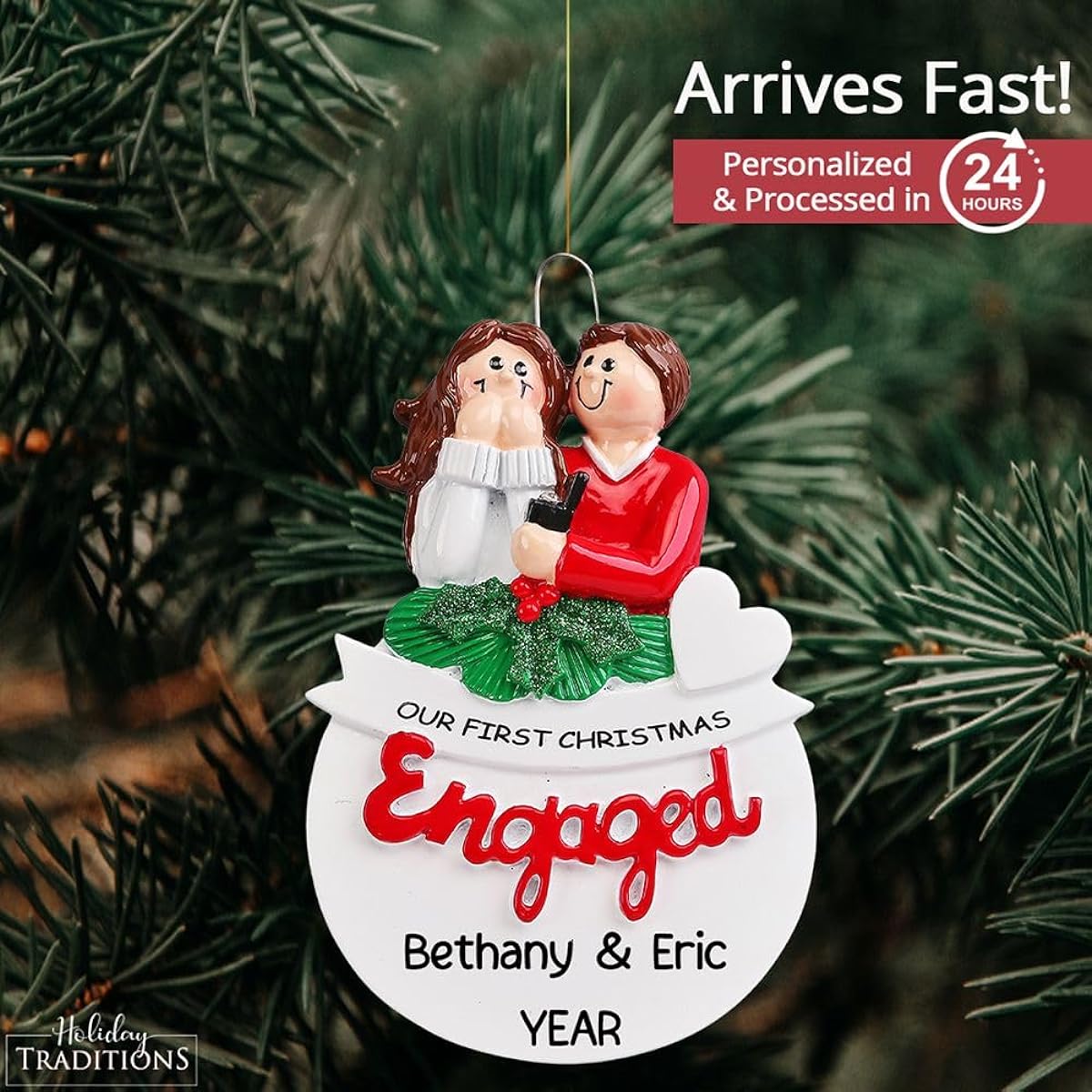 Personalized Engagement Ornament 2021 Our First Christmas Engaged Ornament 2021 Engagement Gifts for Couples New Engagement Unique Decoration Just Married 1st Christmas Together Engagement Gifts Gifts for Fiance