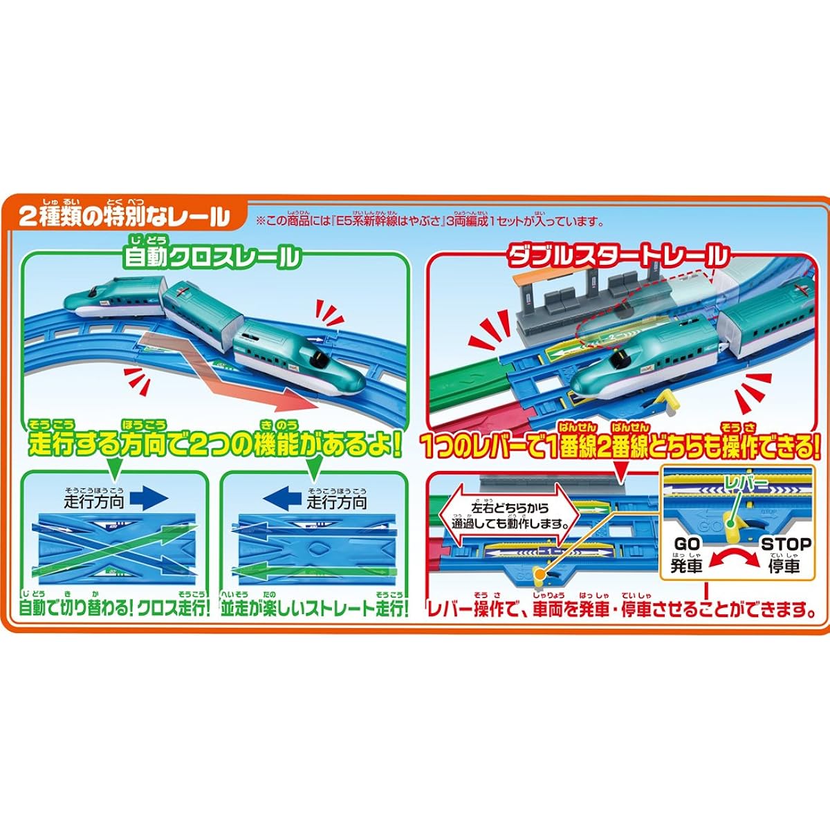 TAKARA TOMY Plarail Lanes Cross! E5 Series Shinkansen Hayabusa Basic Set W290 x H230 x D125mm
