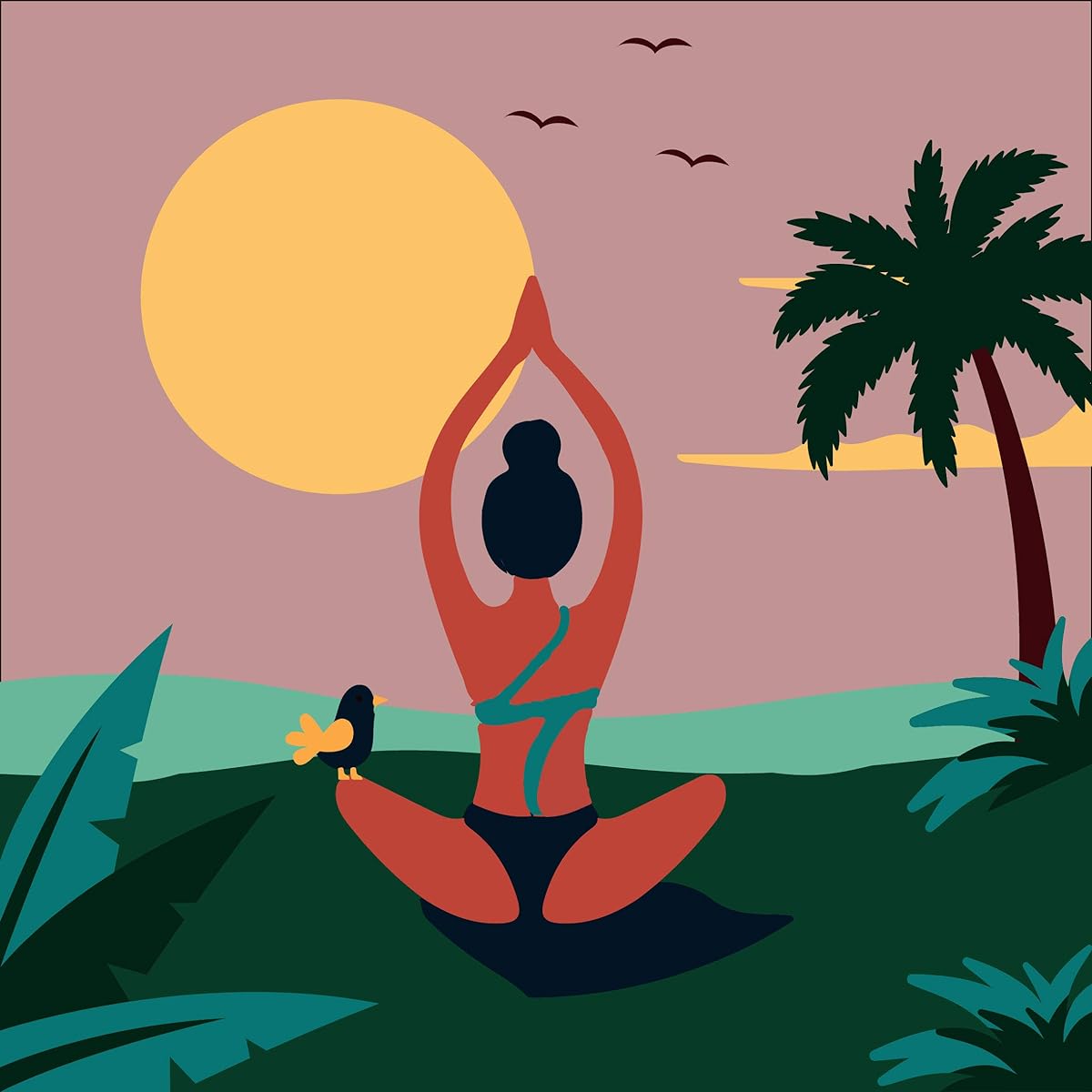 ColorOki Easy DIY Oil Painting Paint by Number Kit for Teens/Seniors/Adult Beginners/Kids 8"x8" (Sunset Yoga)