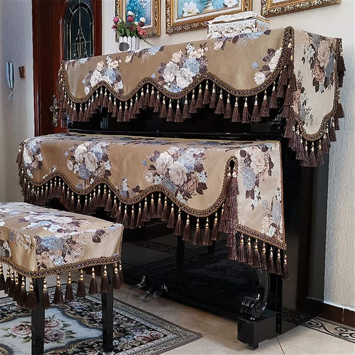 Digital Piano Dust Cover Piano Cover Dustproof Full Cover Embroidered Fabric for Universal Piano (Color: B, Size: L)