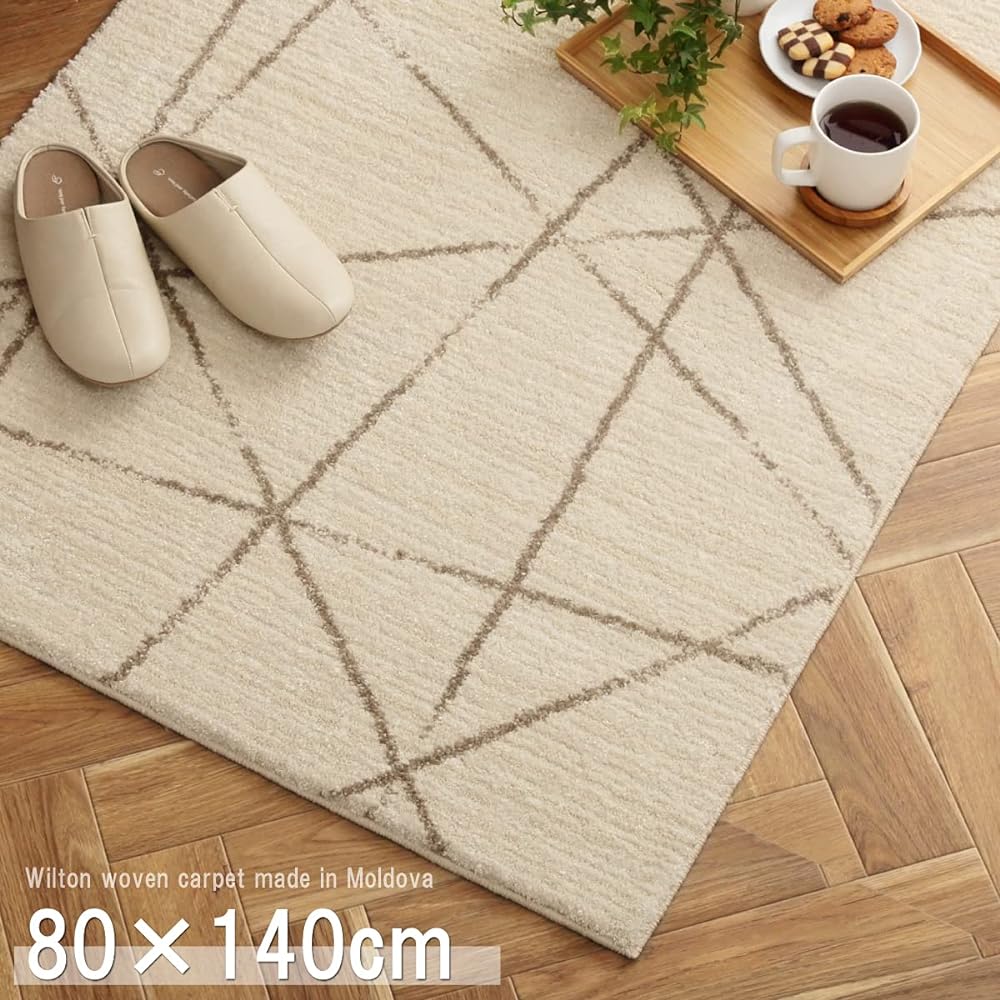 Ikehiko Rug Carpet Mat Carpet Rectangle Quartz Approx. 80 x 140cm Ivory Soft Touch Wilton Weave #2371609