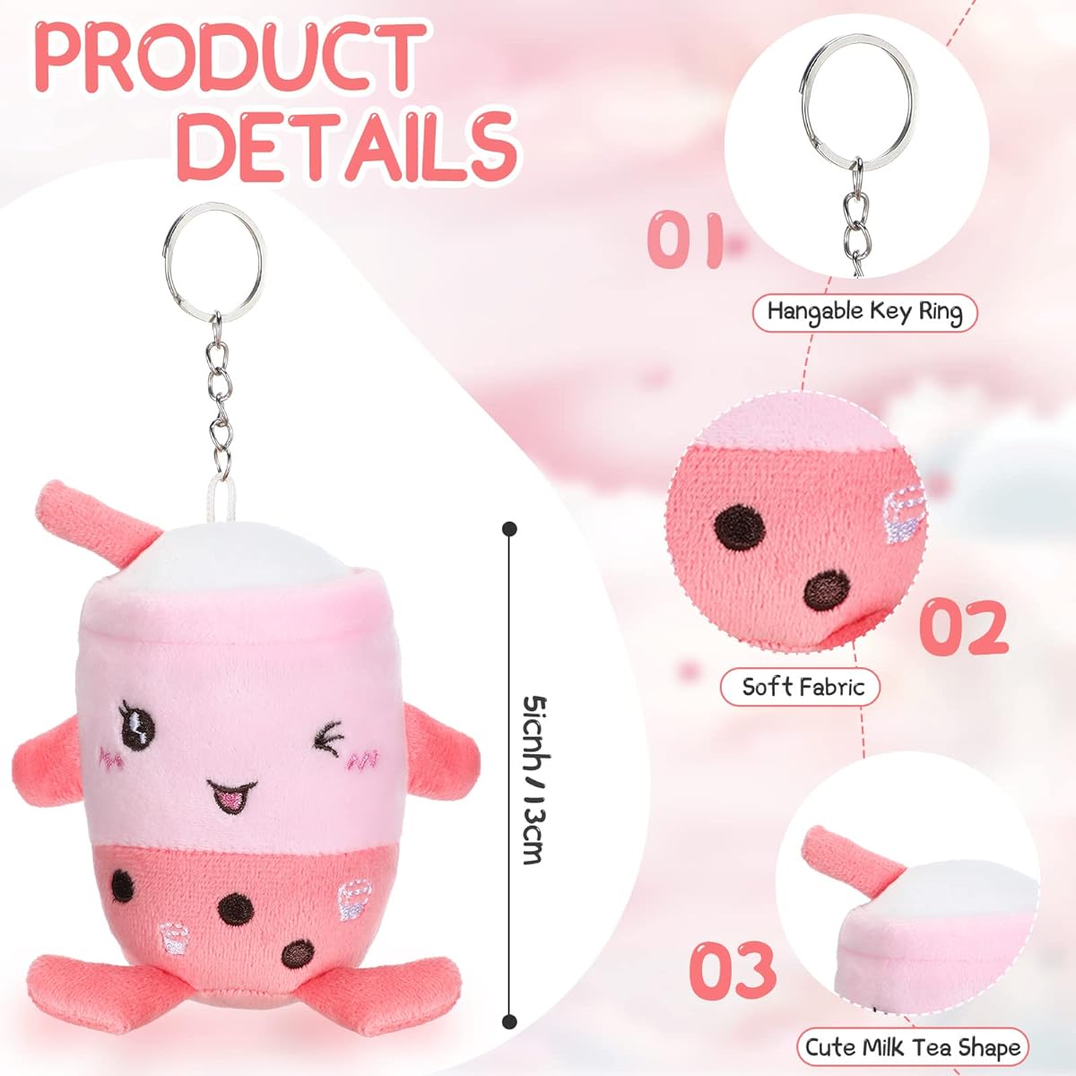 Jerify 16pcs 5" Boba Plush Toys, Cute Stuffed Animals, Boba Keychain, Bubble Tea Plush Toys, Cute Boba Stuffed Animals with Keychain, Milk Tea Plush Toys for Birthday Party Favors, 16 Styles for Boba Lovers, Teens, Adults