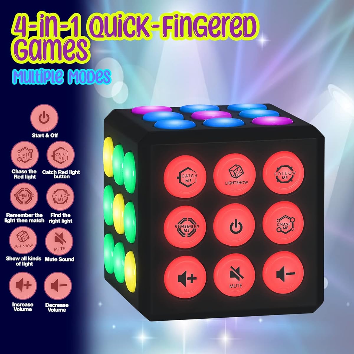 PlayRoute Electronic Brain & Memory Gamecube - Fun Toy Gift Ideas for Boys & Girls Ages 6-12+ - Cool Toys for Boys and Girls - Handheld Gaming Gifts for Kids and Teens