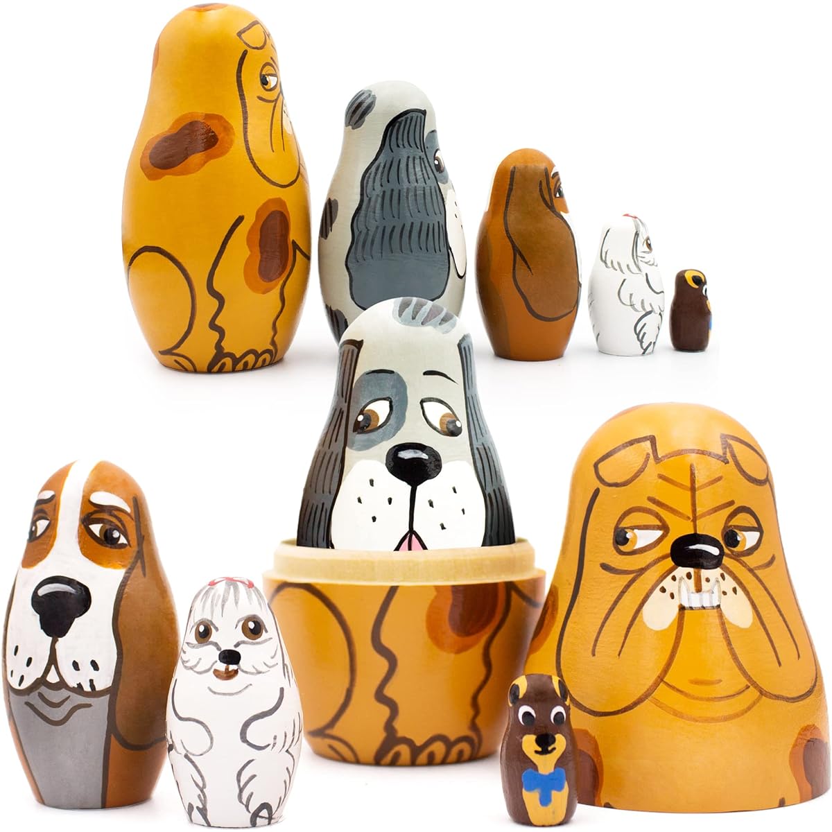 AEVVV Dog nesting doll set of 5 - Matryoshka doll with dog figurine