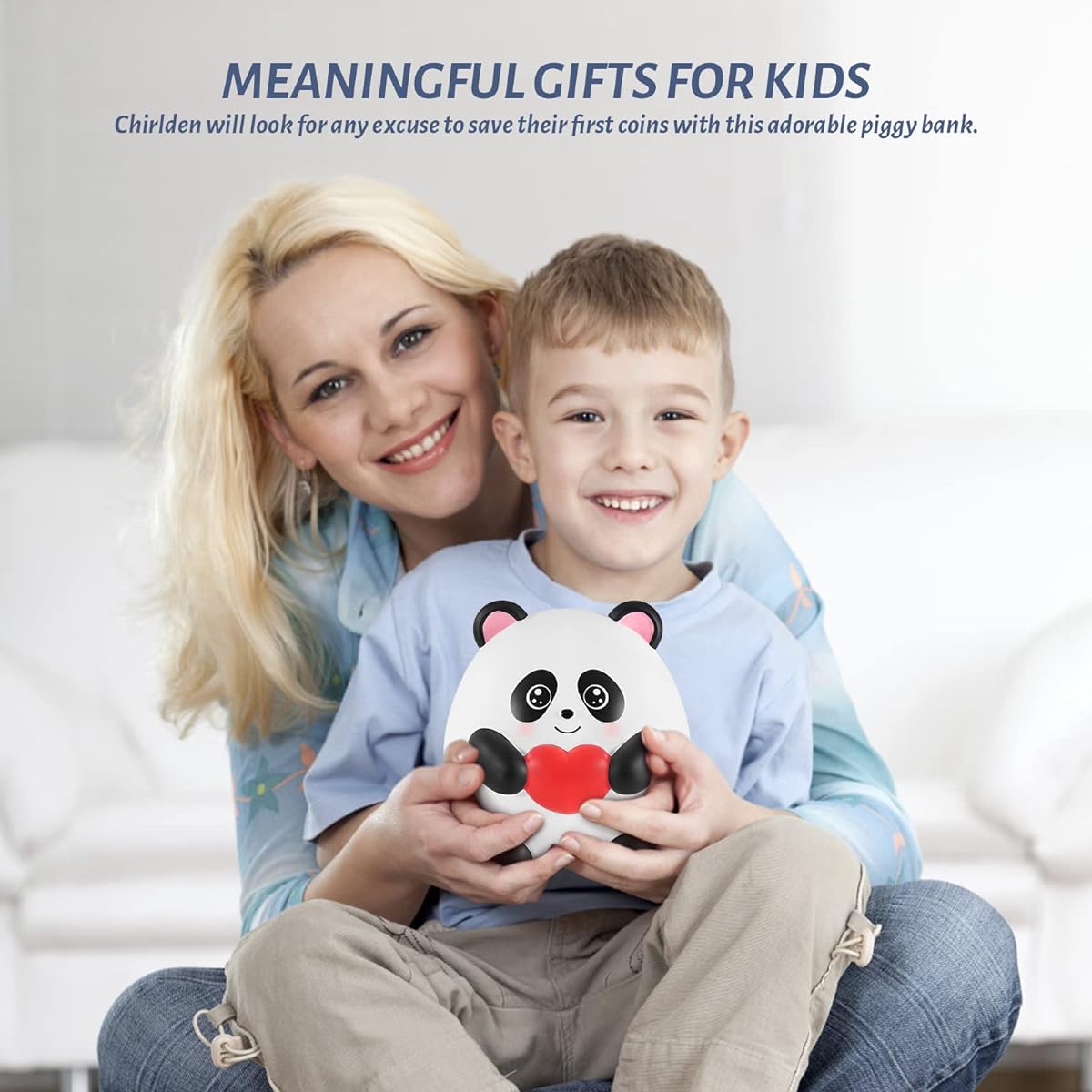 Piggy Bank for Boys/Adults/Kids Panda Gift for Girls Big Coin Money Bank Face Bank Plastic Piggy Bank Cute Panda Toy Kids Safe Piggy Bank Coin Piggy Bank (White)